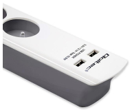 QOLTEC antyprzepięciowa - 6 gniazd, 2x USB, 1.8m, biało-szara - 1122594 - zdjęcie 5